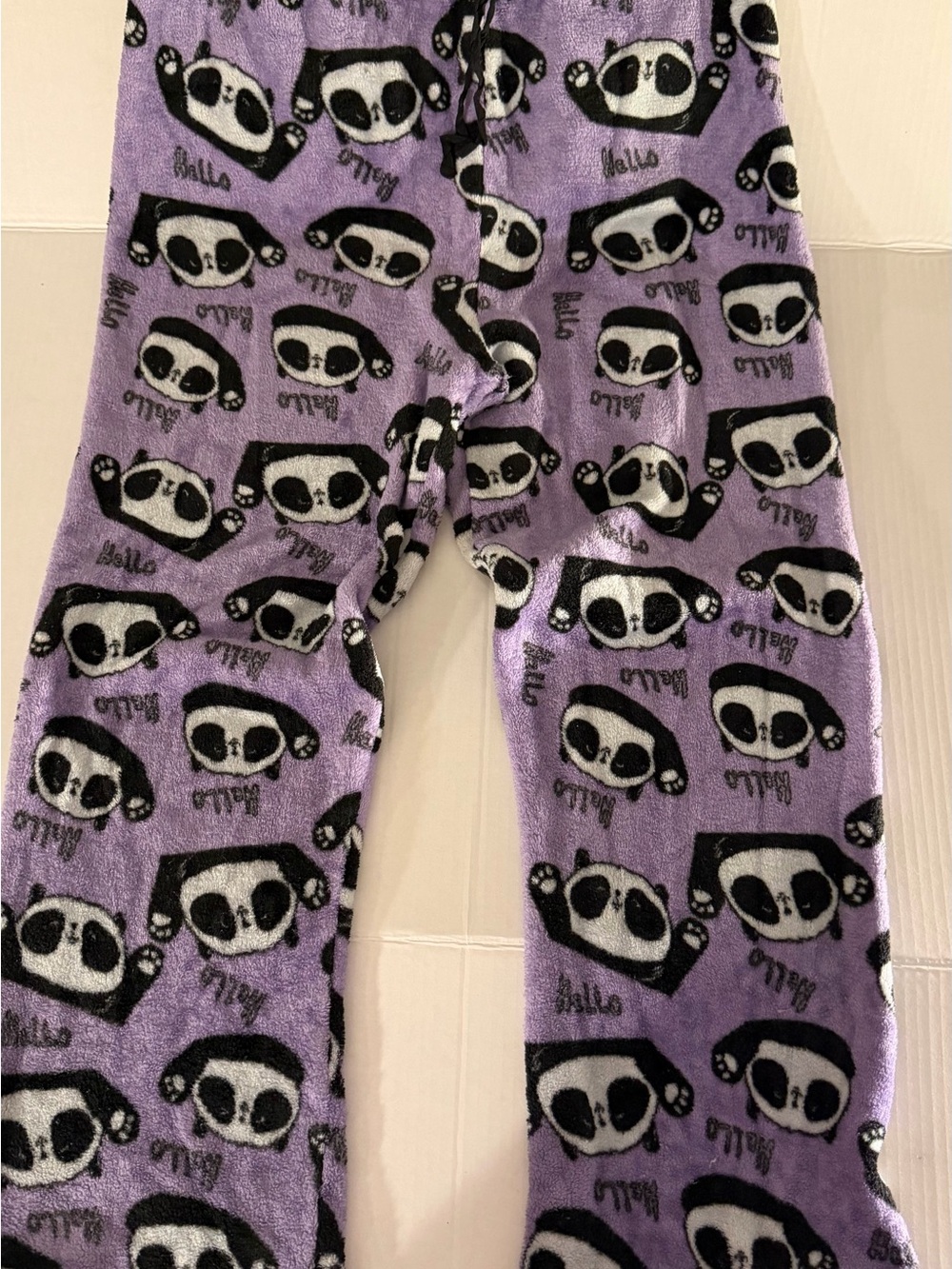 Woman’s Plush Purple Panda Print Pajama Pants